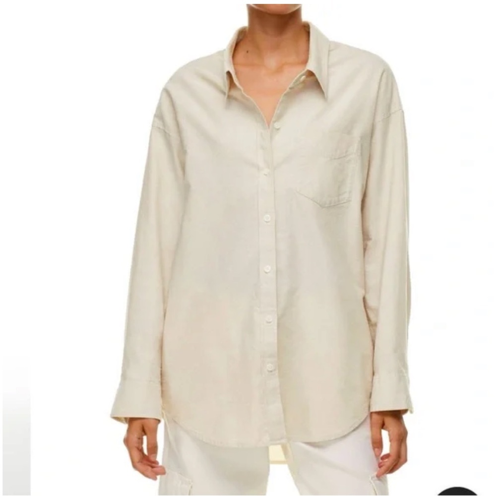 Aritzia Beige button down shirt